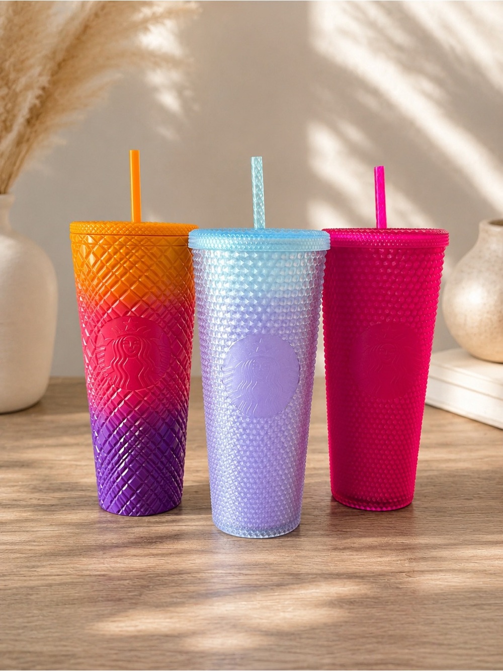 Sonoma Ombre Studded Tumblers in Orange, Pink & Purple